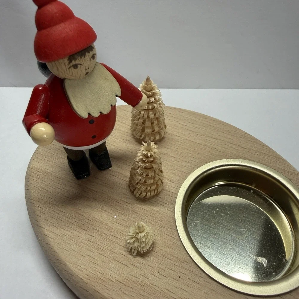 SAICO Original German Wooden Santa Tealight Candle Holder Erzgebirge Christmas